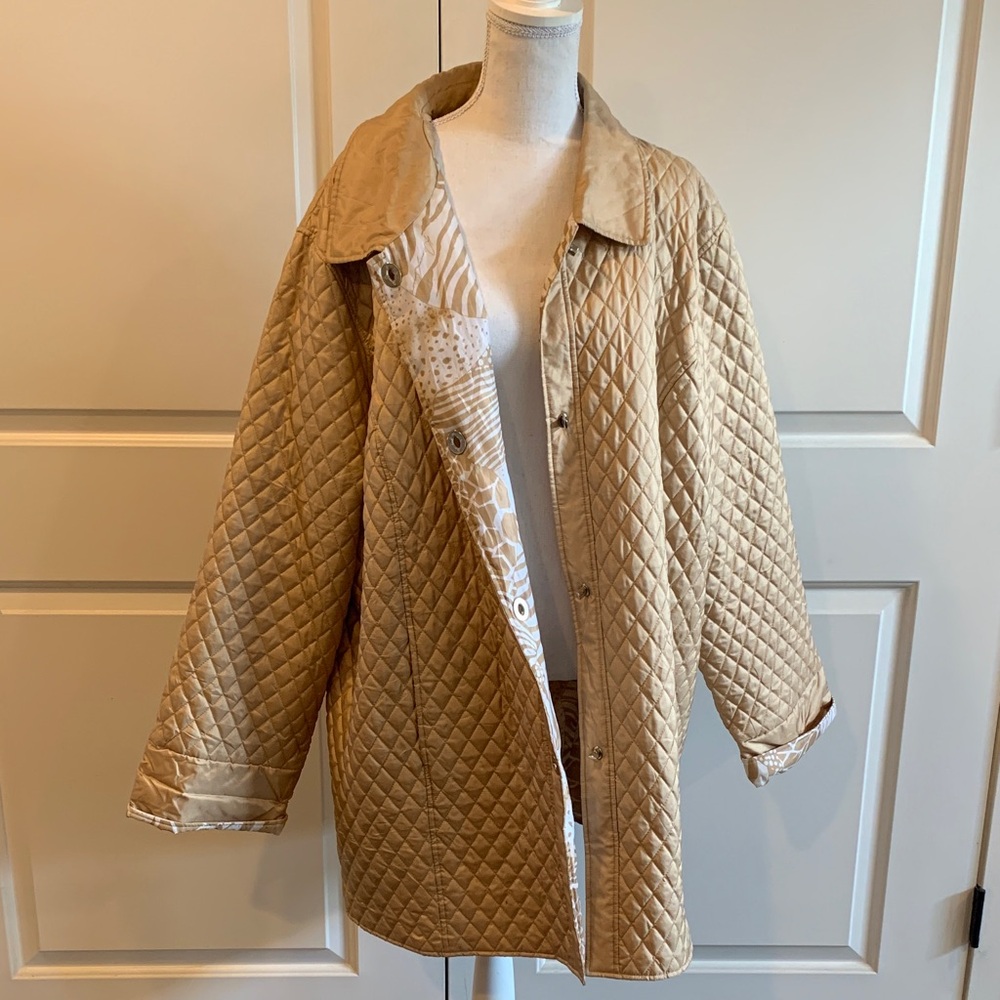 Dennis Basso Quilted Beige Women's Puffer Jacket
